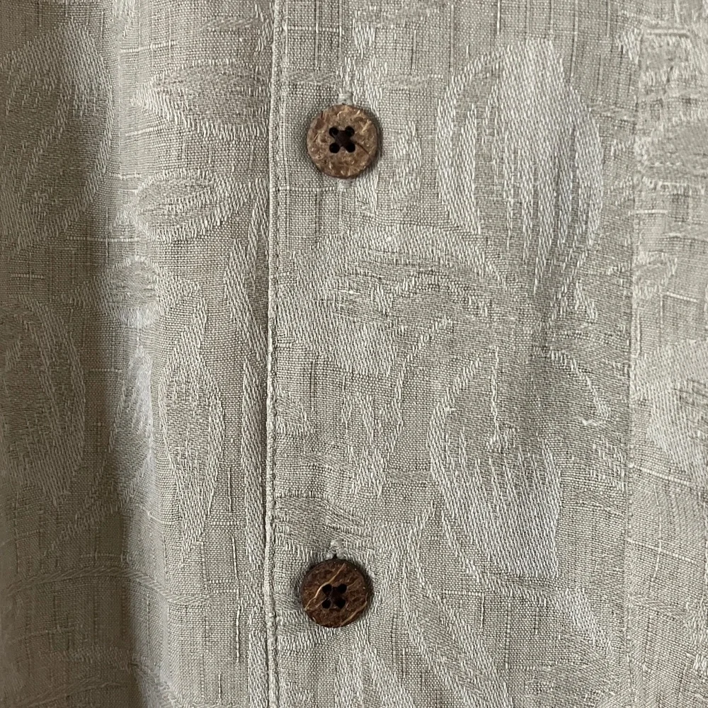 Island Shores Washable Silk Tropical Button Down Shirt, L